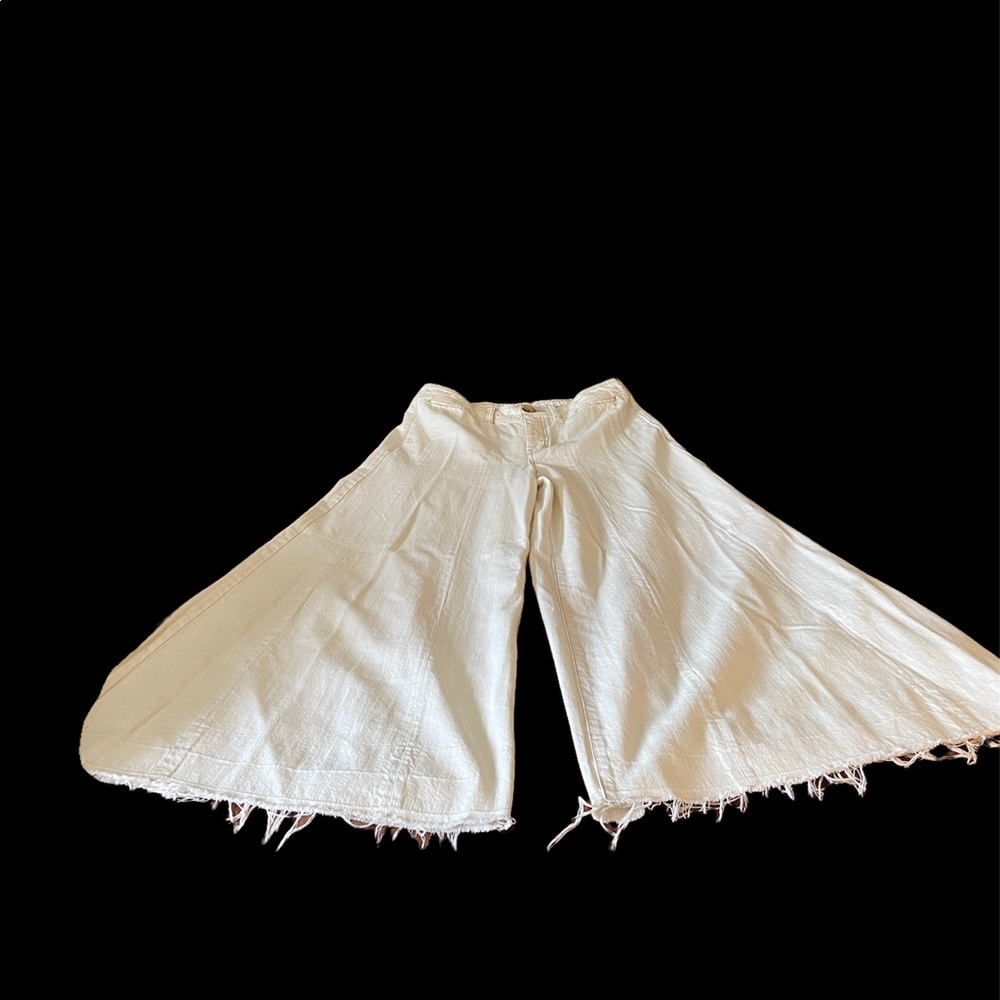 Free People “run through the moss” Wide Leg Flare Jeans in Off-White